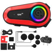 Q08 2x Bluetooth ενδοεπικοινωνία μοτοσικλέτας για κράνη με μικρόφωνο RGB και usb-c