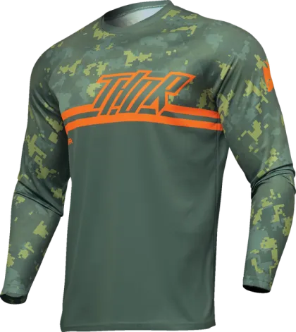 Motocross Jersey THOR SECTOR DIGI GREEN/ORANGE