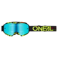 Motocross Goggles O'NEAL B-10 ATTACK BLACK/NEON YELLOW - RADIUM BLUE V.24