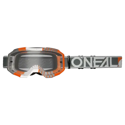 Motocross Goggles O'NEAL B-10 DUPLEX WHITE/GRAY/ORANGE - CLEAR V.24