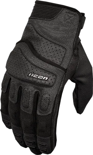 Leather motorcycle gloves ICON SUPERDUTY3 - BLACK