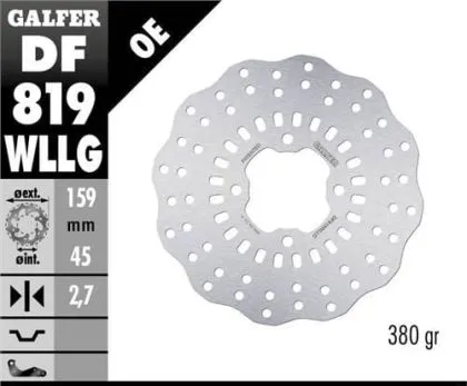 Заден спирачен диск Galfer WAVE FIXED FULL TYPE 159.5x3mm DF819WLLG