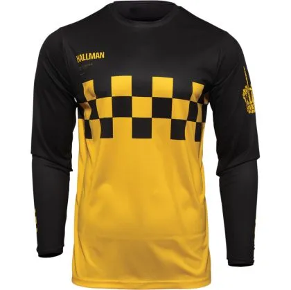 Motocross Jersey THOR HALLMAN DIFFER CHEQ ΚΙΤΡΙΝΟ/ΜΑΥΡΟ