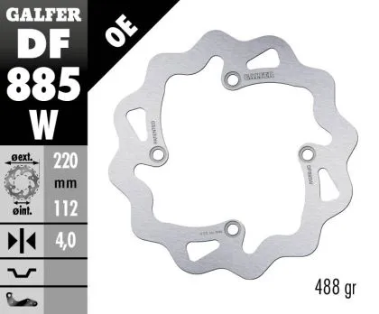 Заден спирачен диск Galfer WAVE FIXED  DISC WAVE FIXED 220x4mm DF885W