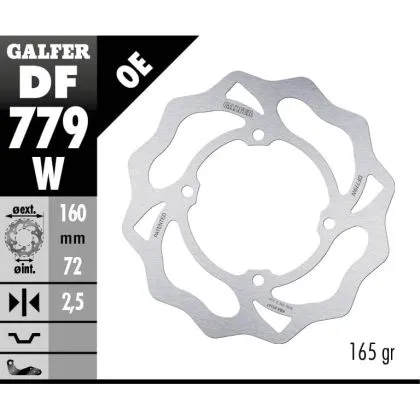 Front/Rear Brake Disc Galfer WAVE FIXED DISC WAVE FIXED 160x2.5mm DF779W