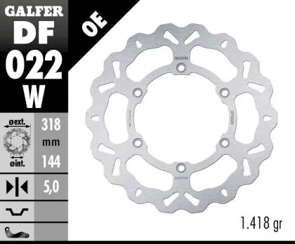 Преден спирачен диск Galfer WAVE FIXED  DISC WAVE FIXED 318x5mm DF022W