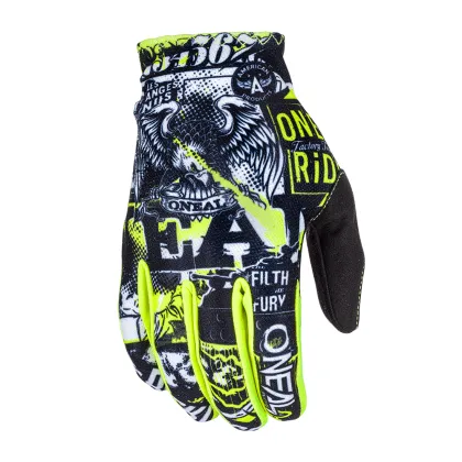 Kids Motocross Gloves O'NEAL MATRIX ATTACK BLACK/HI-VIZ