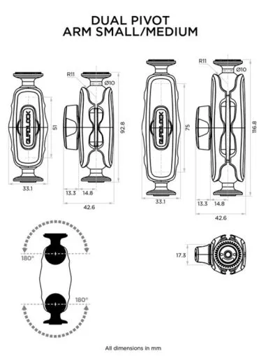 QUAD LOCK 360 double swivel arm - small version
