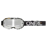 Motocross Goggles O'NEAL B-10 ATTACK BLACK/WHITE - SILVER MIRROR V.24