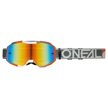 Motocross Goggles O'NEAL B-10 DUPLEX WHITE/GRAY/ORANGE - RADIUM RED V.24
