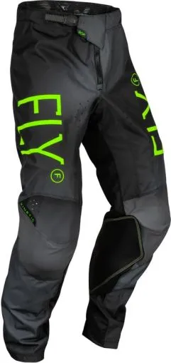 FLY RACING Kinetic Prodigy Kids Motocross Breeches-Charcoal/Neon Green/True Blue