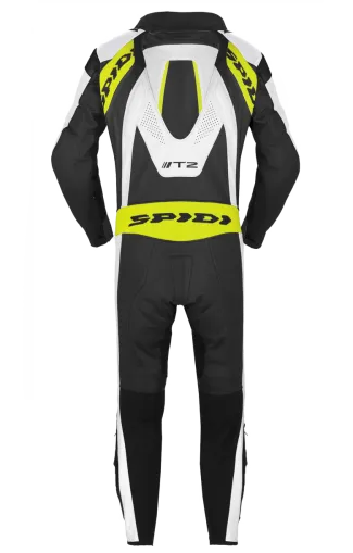Кожен мото екип с гърбица SPIDI T-2 Neck Dps Airbag ACID GREEN/BLACK