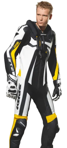 Кожен мото екип с гърбица SPIDI T-2 Neck Dps Airbag ACID GREEN/BLACK