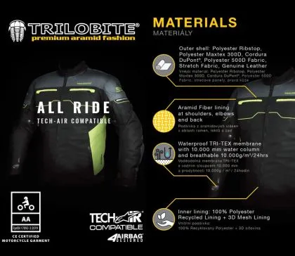 Γυναικείο μπουφάν μοτοσικλέτας TRILOBITE 2092 All ride Tech-Air BLACK