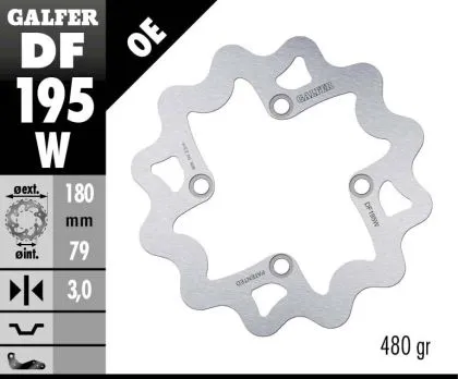 Front/Rear Brake Disc Galfer WAVE FIXED DISC WAVE FIXED 180x3mm DF195W