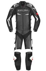 Кожен мото екип с гърбица от две части SPIDI TRACK TOURING BLACK/WHITE