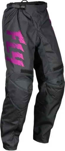 FLY RACING F-16 Riding Motocross Breeches for Kids - Grey/Charcoal/Pink