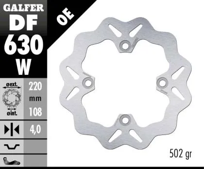 Заден спирачен диск Galfer WAVE FIXED  DISC WAVE FIXED 220x4mm DF630W