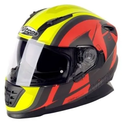 Motorcycle helmet NITRO NRS-01 PURSUIT SATBLK/RED/SYEL