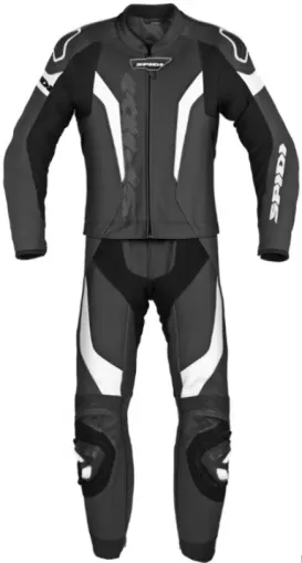 LEATHER MOTORCYCLE TEAM SPIDI LASER TOURING White/Black SHORT 2PC