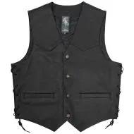 Vesta moto din piele A-PRO WILD BLACK