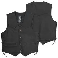 Vesta moto din piele A-PRO WILD BLACK