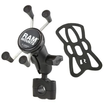 RAM-MOUNTS X-Grip Τηλέφωνο Μοτοσικλέτας RAM-B-408-75-1-A-UN7U με RAM Torque Base Railing Μέγεθος B