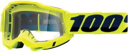 Motocross Goggles 100% ACCURI2 FLUO YELLOW- CLEAR