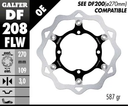 Плаващ преден спирачен диск Galfer WAVE FLOATING (C. STEEL) 270x3mm DF208FLW