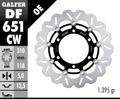 Disc frana fata flotant Galfer WAVE FLOTANT COMPLET (C. ALU.) 310x5mm DF651CW