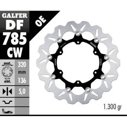 Плаващ преден спирачен диск Galfer WAVE FLOATING COMPLETE (C. ALU.) 320x5m DF785CW