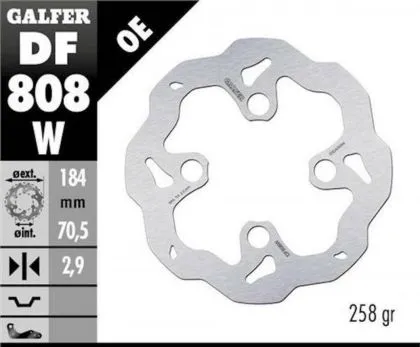 Преден спирачен диск Galfer WAVE FIXED 184x2,9mm DF808W
