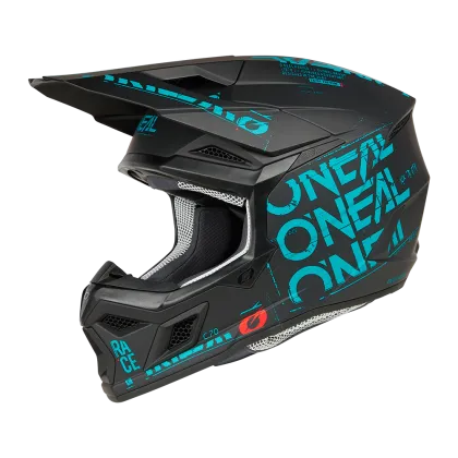 Motocross helmet O'NEAL 3SERIES STATIC BLACK/TEAL V.25