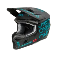 Motocross helmet O'NEAL 3SERIES STATIC BLACK/TEAL V.25