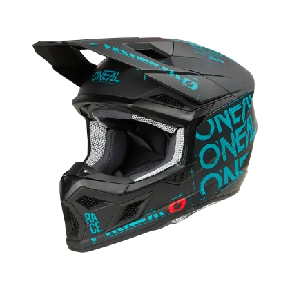 Motocross helmet O'NEAL 3SERIES STATIC BLACK/TEAL V.25