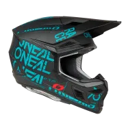 Motocross helmet O'NEAL 3SERIES STATIC BLACK/TEAL V.25