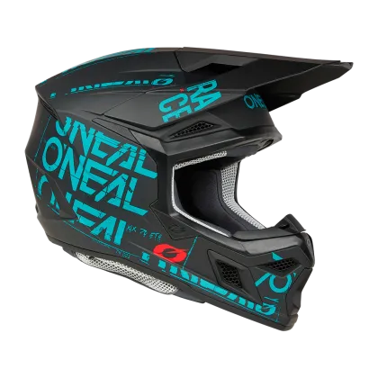 Motocross helmet O'NEAL 3SERIES STATIC BLACK/TEAL V.25