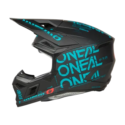 Motocross helmet O'NEAL 3SERIES STATIC BLACK/TEAL V.25