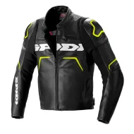 Geacă piele moto SPIDI EVORIDER 2 NEGRU/GALBEN FLUO