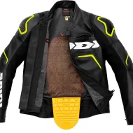 Geacă piele moto SPIDI EVORIDER 2 NEGRU/GALBEN FLUO