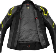 Geacă piele moto SPIDI EVORIDER 2 NEGRU/GALBEN FLUO