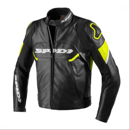 Leather jacket SPIDI IGNITE BLACK/FLUO YELL NS19212
