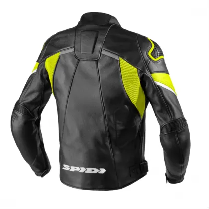 Leather jacket SPIDI IGNITE BLACK/FLUO YELL NS19212