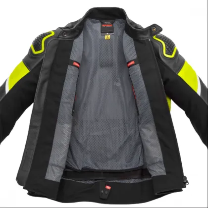 Leather jacket SPIDI IGNITE BLACK/FLUO YELL NS19212