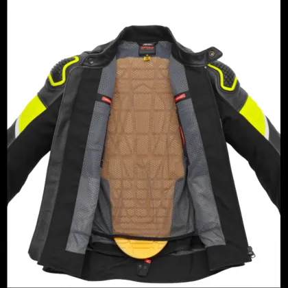 Leather jacket SPIDI IGNITE BLACK/FLUO YELL NS19212