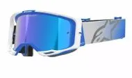 Motocross Goggles ALPINESTARS VISION 8 CORP BL/WT MIRROR-BLUE