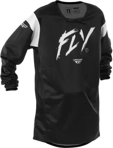 Tricou motocross copii FLY RACING Kinetic Stoke - Negru/Alb 2025
