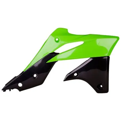 Plastic Radiator Covers Polisport Kawasaki KX250F - 2013-16 Green/Black OEM Color
