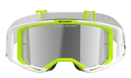Мотокрос очила ALPINESTARS VISION 8 WORDMARK WHITE YLLW FLUO Mirror SILVER