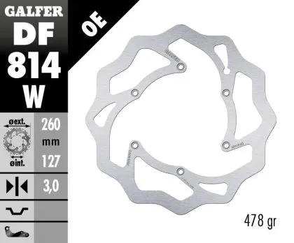 Front brake disc Galfer WAVE FIXED 260x3mm DF814W